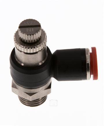 Flow Control Silencer Meter-In Elbow 8 mm - G1/4'' Brass/PA 66