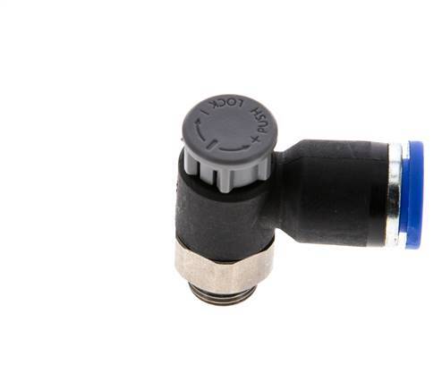 Flow Control Valve Meter-Out Elbow 8 mm - G1/8'' Brass/PA 66 Locknut