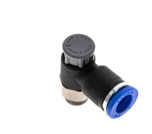 Flow Control Valve Meter-Out Elbow 8 mm - G1/8'' Brass/PA 66 Locknut