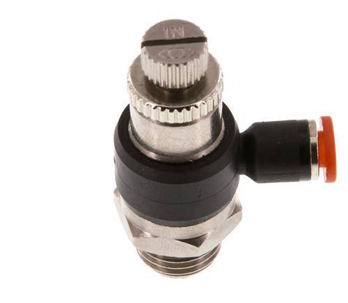 Flow Control Silencer Meter-In Elbow 4 mm - G1/4'' Brass/PA 66