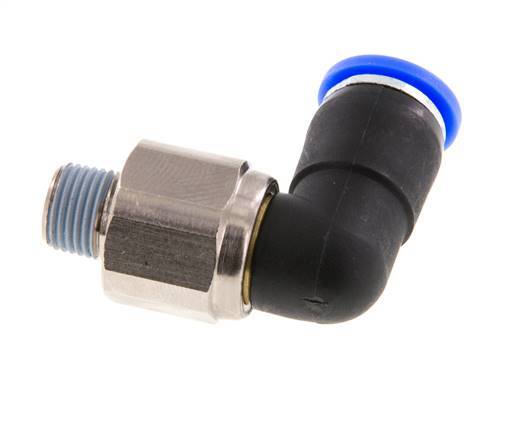 8mm & R1/8'' Elbow Swivel Joint Push-In-Male Threads Nickel-Plated Brass/PBT NBR Rotatable