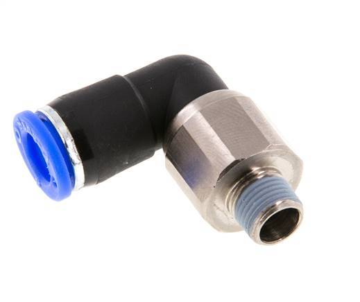8mm & R1/8'' Elbow Swivel Joint Push-In-Male Threads Nickel-Plated Brass/PBT NBR Rotatable