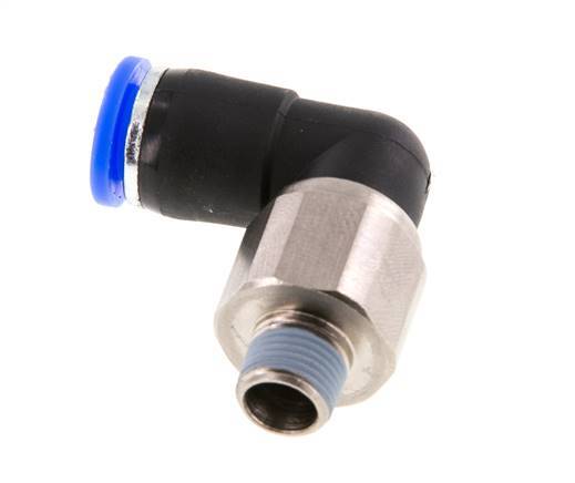 8mm & R1/8'' Elbow Swivel Joint Push-In-Male Threads Nickel-Plated Brass/PBT NBR Rotatable