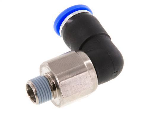 8mm & R1/8'' Elbow Swivel Joint Push-In-Male Threads Nickel-Plated Brass/PBT NBR Rotatable