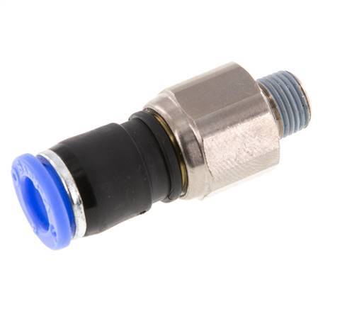 8mm & R1/8'' Swivel Joint Push-In-Male Threads Nickel-Plated Brass/PBT NBR Rotatable