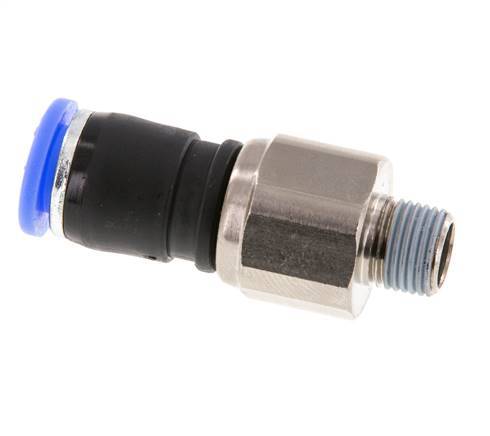 8mm & R1/8'' Swivel Joint Push-In-Male Threads Nickel-Plated Brass/PBT NBR Rotatable