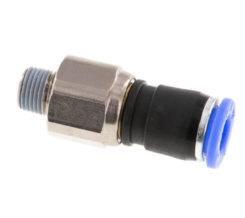 8mm & R1/8'' Swivel Joint Push-In-Male Threads Nickel-Plated Brass/PBT NBR Rotatable
