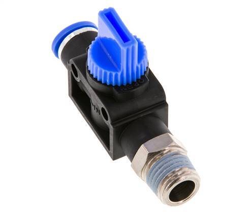 3/2-Way Shut-Off Hand Valve 8 mm - R1/4'' Plastic/Brass Tube-side venting