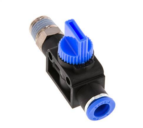 3/2-Way Shut-Off Hand Valve 8 mm - R1/4'' Plastic/Brass Tube-side venting