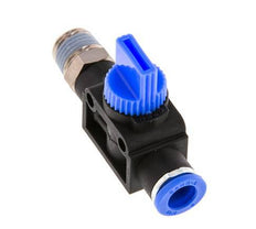 3/2-Way Shut-Off Hand Valve 8 mm - R1/4'' Plastic/Brass Tube-side venting