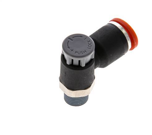 Flow Control Valve Meter-In Elbow 8 mm - R1/8'' Brass/PA 66 Locknut