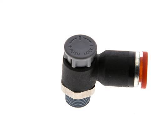 Flow Control Valve Meter-In Elbow 8 mm - R1/8'' Brass/PA 66 Locknut