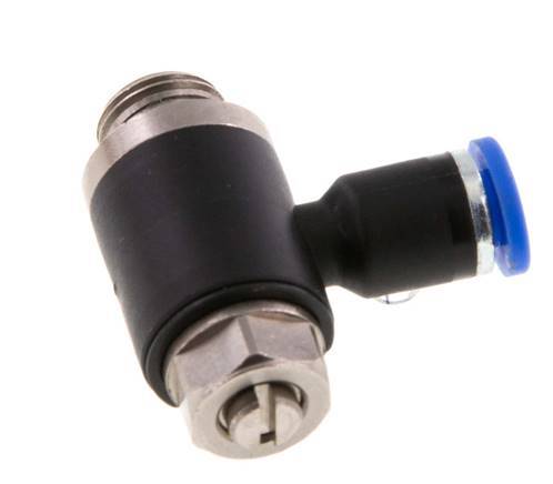 Flow Control Silencer Meter-Out Elbow 4 mm - G1/8'' Brass/PA 66 Slotted Screw