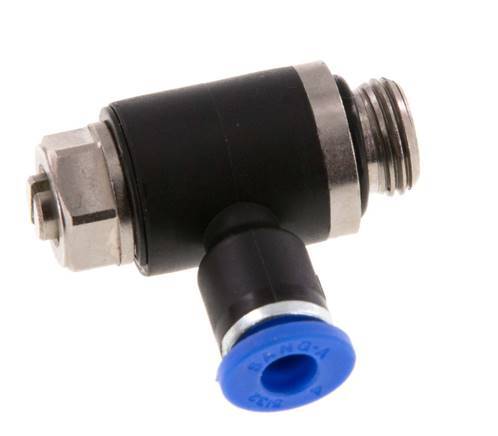 Flow Control Silencer Meter-Out Elbow 4 mm - G1/8'' Brass/PA 66 Slotted Screw