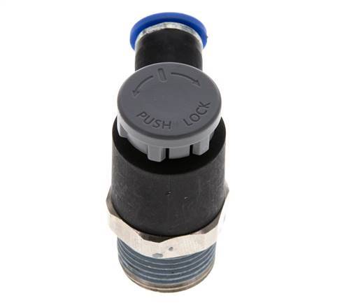 Flow Control Valve Meter-Out Elbow 6 mm - R3/8'' Brass/PA 66 Locknut