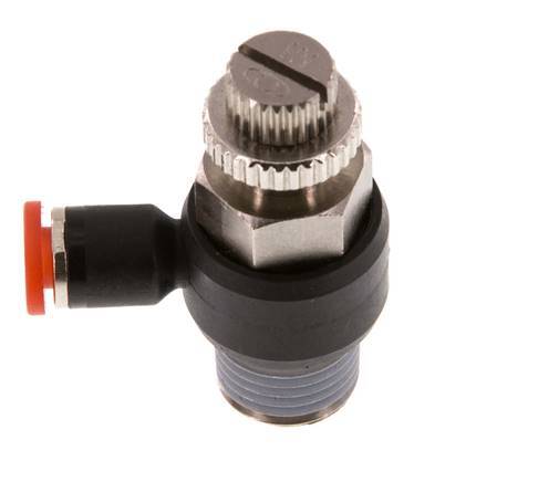 Flow Control Silencer Meter-In Elbow 4 mm - R1/4'' Brass/PA 66