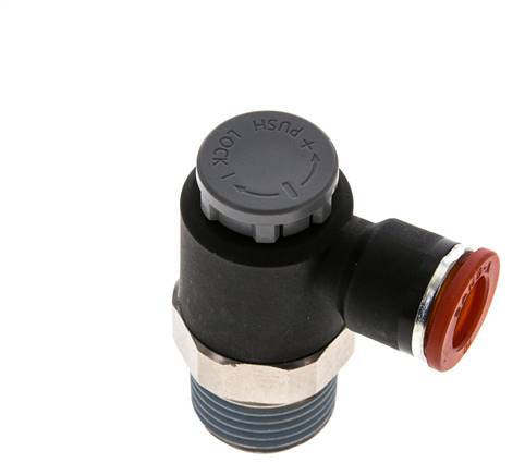 Flow Control Valve Meter-In Elbow 10 mm - R1/2'' Brass/PA 66 Locknut