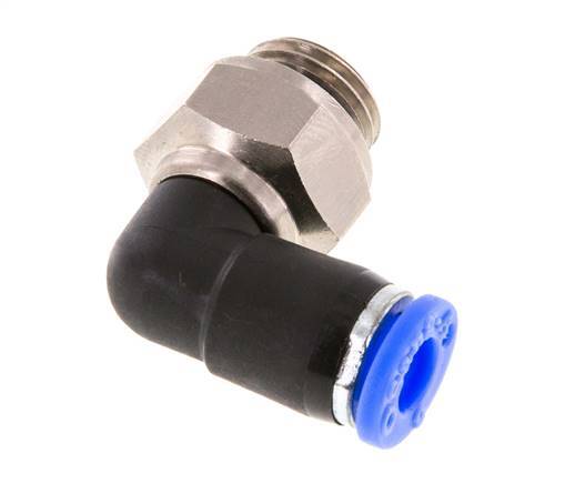 6mm & G1/4'' Elbow Swivel Joint Push-In-Male Threads Nickel-Plated Brass/PBT NBR Rotatable