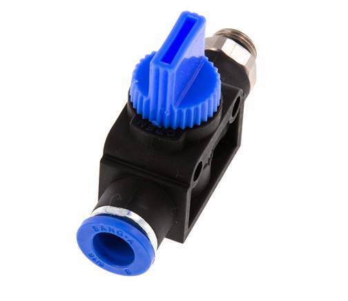 3/2-Way Shut-Off Hand Valve 8 mm - G1/8'' Plastic/Brass Tube-side venting