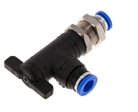 2-Way Elbow Ball Valve 8 mm Plastic/Brass Bulkhead