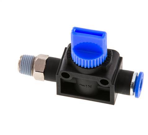 3/2-Way Shut-Off Hand Valve 6 mm - R1/8'' Plastic/Brass Thread-side venting