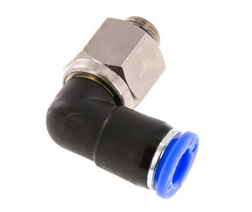 8mm & G1/8'' Elbow Swivel Joint Push-In-Male Threads Nickel-Plated Brass/PBT NBR Rotatable