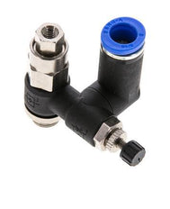 Flow Control Silencer Meter-Out Rotatable 8 mm - G1/8''-M5 Brass/PA 66 with Pilot Operated Check Valve