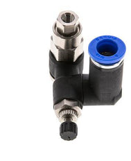 Flow Control Silencer Meter-Out Rotatable 8 mm - G1/8''-M5 Brass/PA 66 with Pilot Operated Check Valve