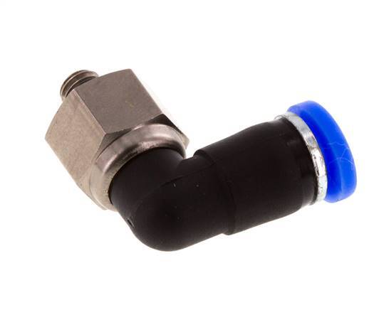 4mm & M5 Elbow Swivel Joint Push-In-Male Threads Nickel-Plated Brass/PBT NBR Rotatable