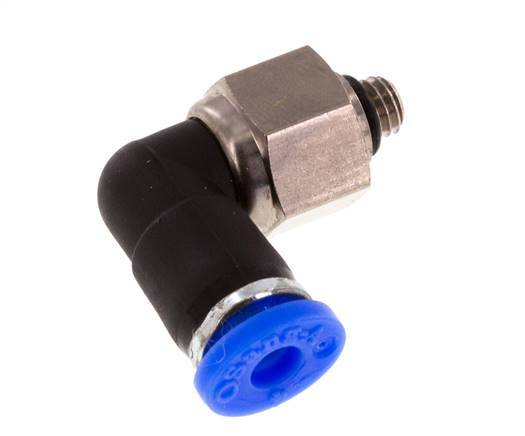 4mm & M5 Elbow Swivel Joint Push-In-Male Threads Nickel-Plated Brass/PBT NBR Rotatable