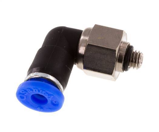 4mm & M5 Elbow Swivel Joint Push-In-Male Threads Nickel-Plated Brass/PBT NBR Rotatable