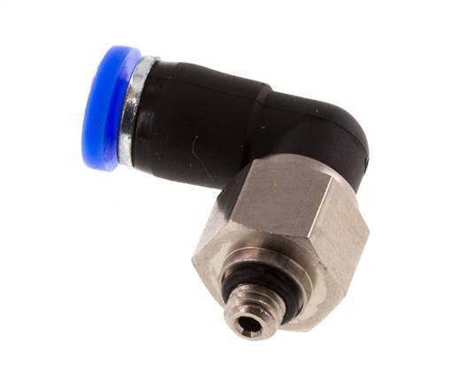 4mm & M5 Elbow Swivel Joint Push-In-Male Threads Nickel-Plated Brass/PBT NBR Rotatable