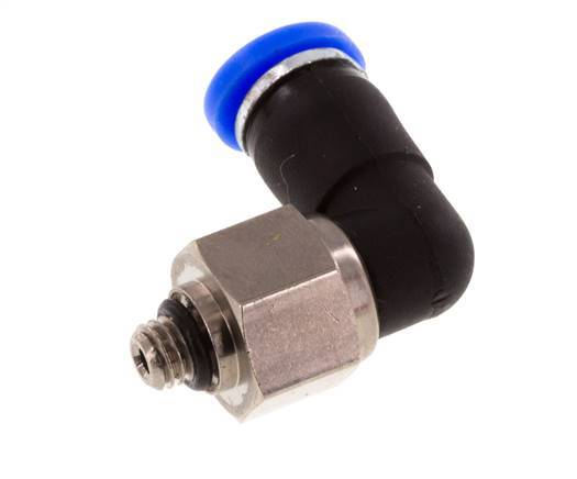 4mm & M5 Elbow Swivel Joint Push-In-Male Threads Nickel-Plated Brass/PBT NBR Rotatable