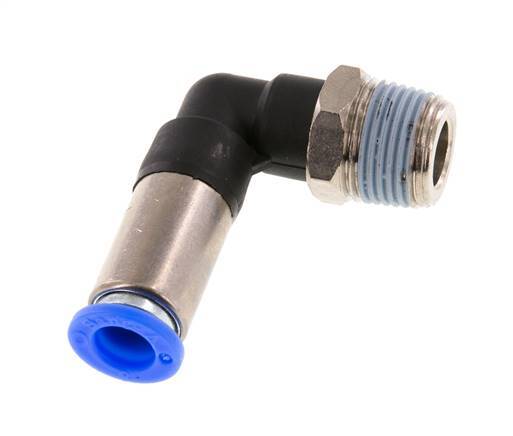 Push-In Fitting 8mm & R3/8'' Male Auto Shut-Off Elbow Brass/PBT 0-10bar (0-145psi)