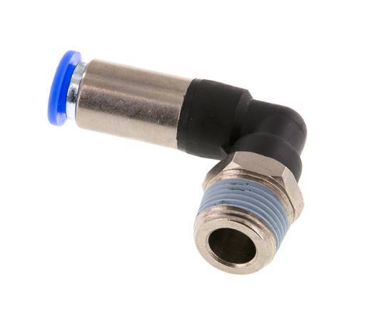 Push-In Fitting 8mm & R3/8'' Male Auto Shut-Off Elbow Brass/PBT 0-10bar (0-145psi)