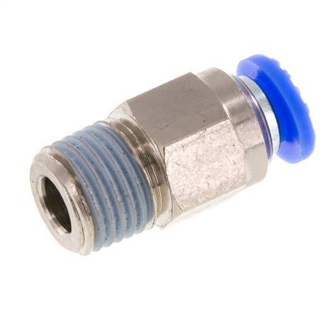 Push-In Fitting 6mm & R1/4'' Male Auto Shut-Off Brass/PBT 0-10bar (0-145psi) [2 Pieces]