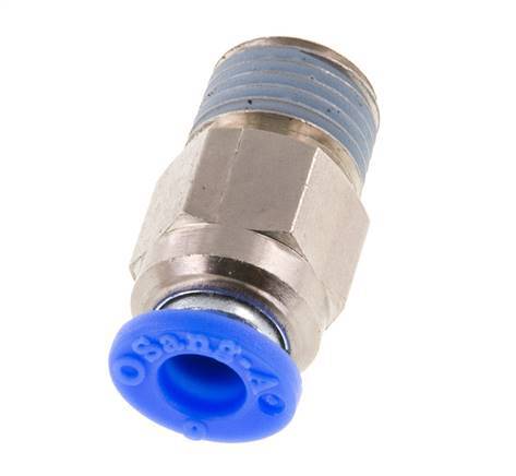 Push-In Fitting 6mm & R1/4'' Male Auto Shut-Off Brass/PBT 0-10bar (0-145psi) [2 Pieces]