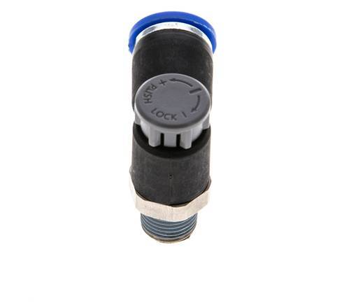 Flow Control Valve Meter-Out Elbow 8 mm - R1/8'' Brass/PA 66 Locknut