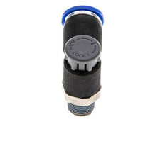 Flow Control Valve Meter-Out Elbow 8 mm - R1/8'' Brass/PA 66 Locknut