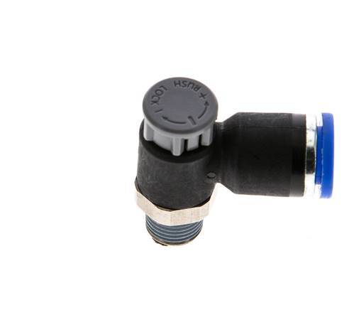 Flow Control Valve Meter-Out Elbow 8 mm - R1/8'' Brass/PA 66 Locknut