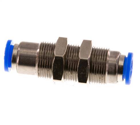 Push-In Fitting 8mm Auto Shut-Off Brass/PBT Bulkhead 0-10bar (0-145psi)