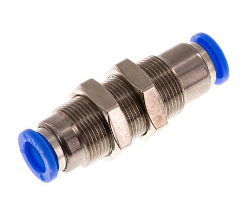 Push-In Fitting 8mm Auto Shut-Off Brass/PBT Bulkhead 0-10bar (0-145psi)