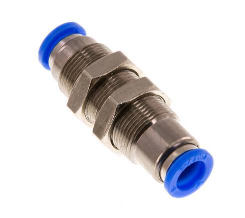 Push-In Fitting 8mm Auto Shut-Off Brass/PBT Bulkhead 0-10bar (0-145psi)