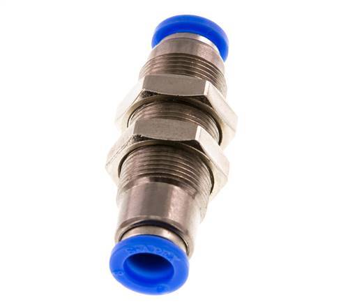 Push-In Fitting 8mm Auto Shut-Off Brass/PBT Bulkhead 0-10bar (0-145psi)