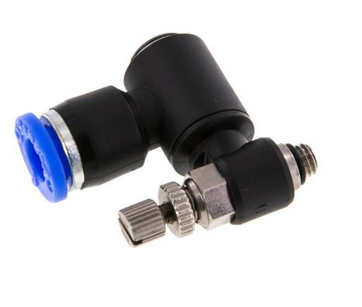 Flow Control Silencer Meter-Out Rotatable 6 mm - M5 Brass/PA 66