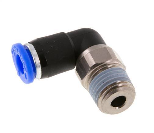 6mm & R1/4'' Elbow Swivel Joint Push-In-Male Threads Nickel-Plated Brass/PBT NBR Rotatable
