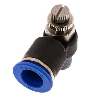 Flow Control Silencer Meter-Out Elbow 12 mm - R1/4'' Brass/PA 66