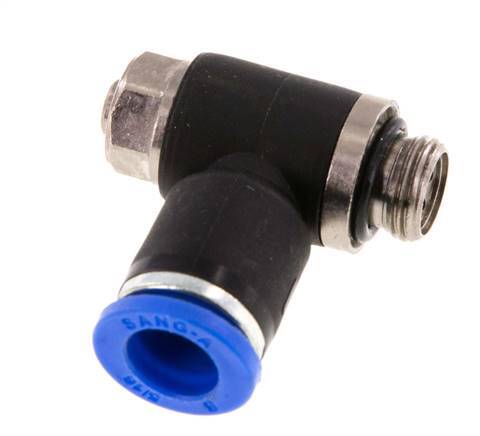 Flow Control Silencer Meter-Out Elbow 8 mm - G1/8'' Brass/PA 66 Slotted Screw