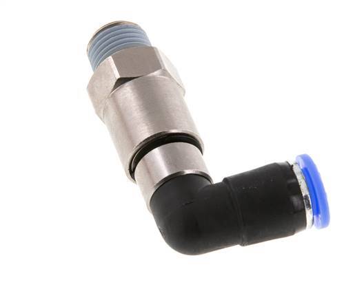 8mm & R1/4'' Elbow Quick Swivel Joint Push-In-Male Threads Nickel-Plated Brass/PBT NBR Rotatable