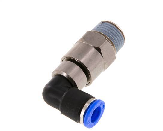 10mm & R1/2'' Elbow Quick Swivel Joint Push-In-Male Threads Nickel-Plated Brass/PBT NBR Rotatable